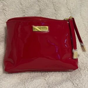 New Shiseido Red PVC Zippered Beauty Pouch With Zipper Pulls